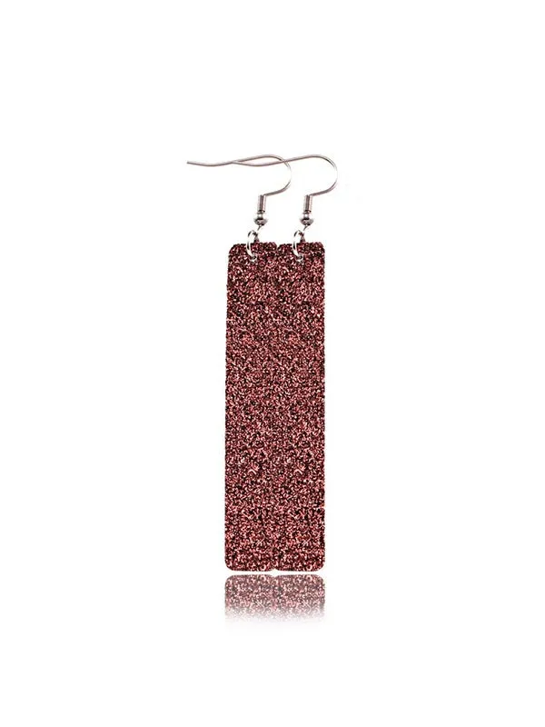 Sequined Rectangular PU Leather Earrings