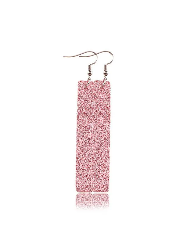 Sequined Rectangular PU Leather Earrings