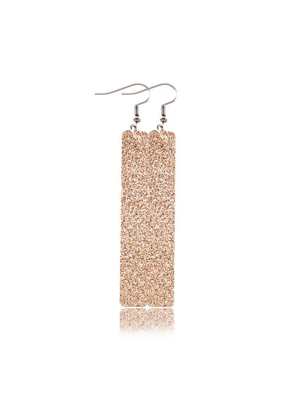 Sequined Rectangular PU Leather Earrings