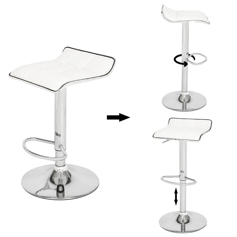 Set of 2 Adjustable Swivel Barstools, PU Leather with Chrome Base, Gaslift Pub Counter Chairs  YJ