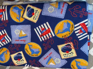 Sew for Kids, cotton denim/canvas Sailor Nautical theme 50" x 42"