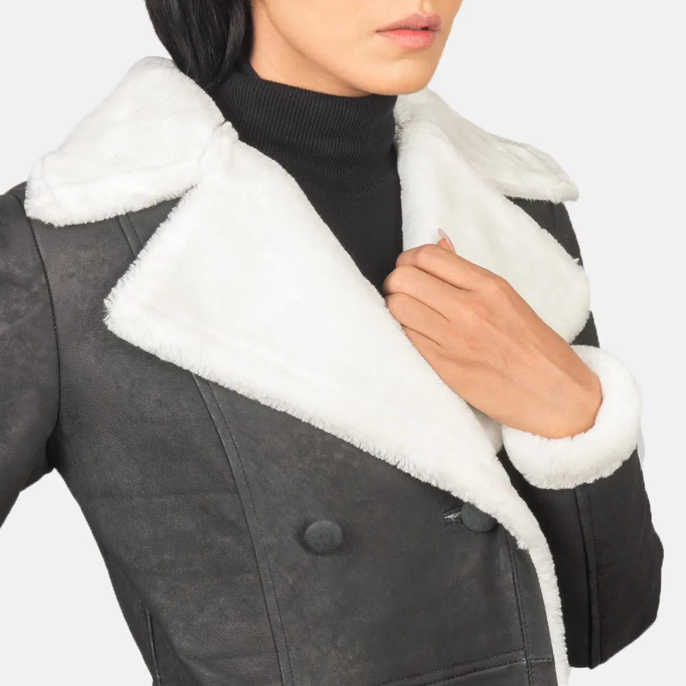 Sheen Double Breasted Shearling Leather Coat