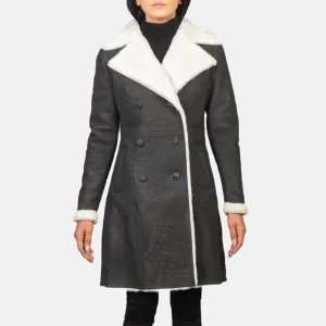 Sheen Double Breasted Shearling Leather Coat