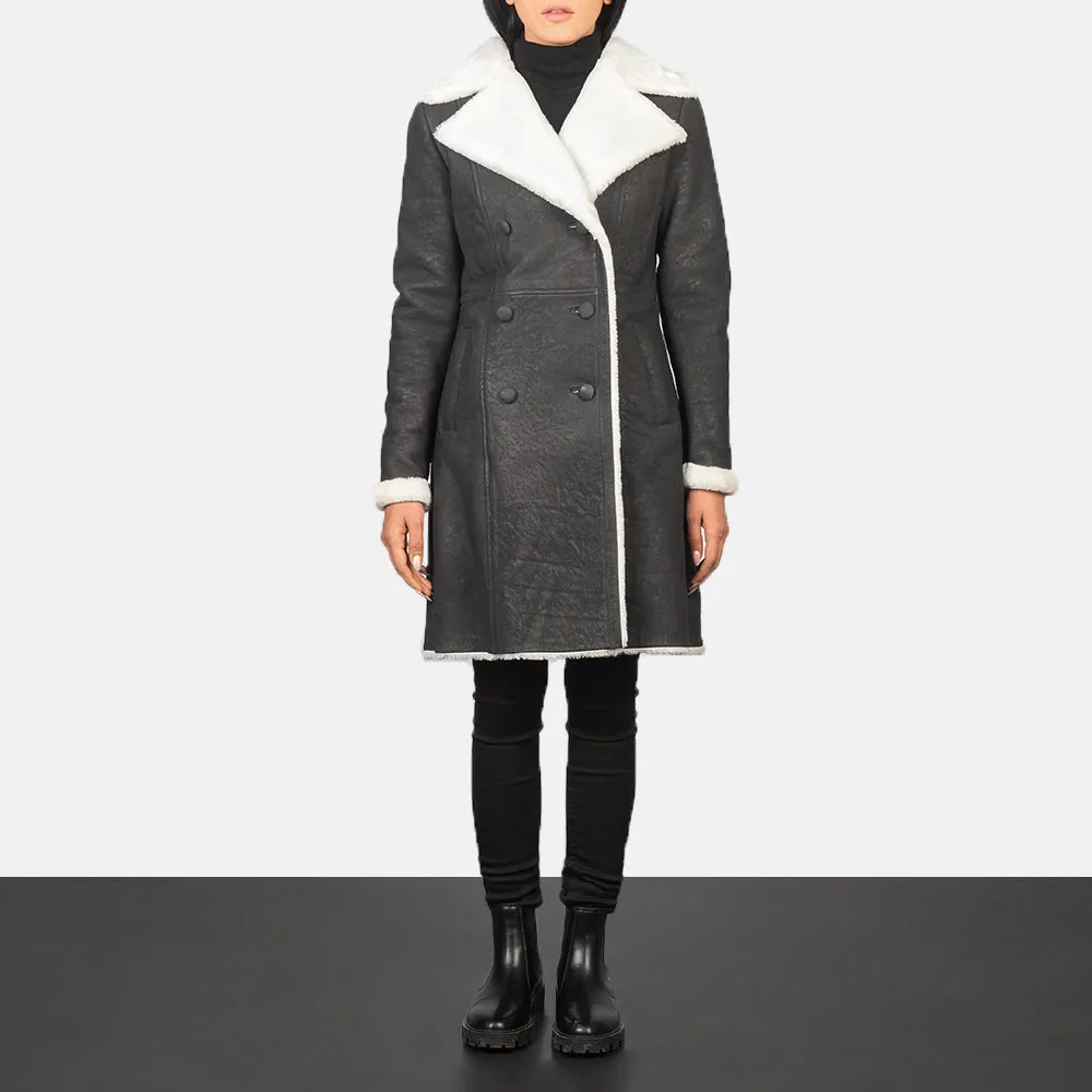 Sheen Double Breasted Shearling Leather Coat