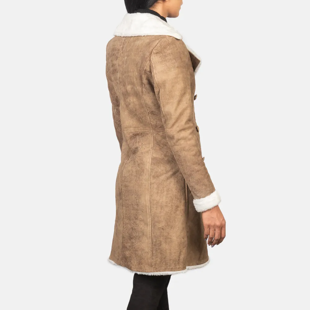 Sheen Double Breasted Shearling Leather Coat