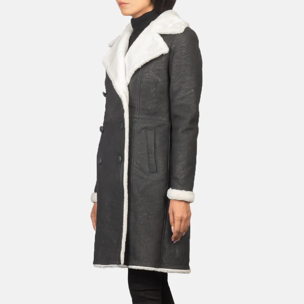 Sheen Double Breasted Shearling Leather Coat