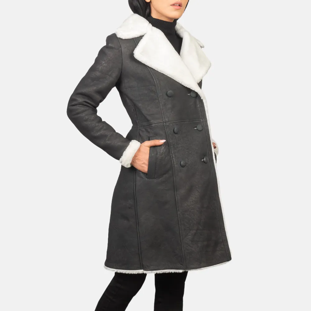 Sheen Double Breasted Shearling Leather Coat