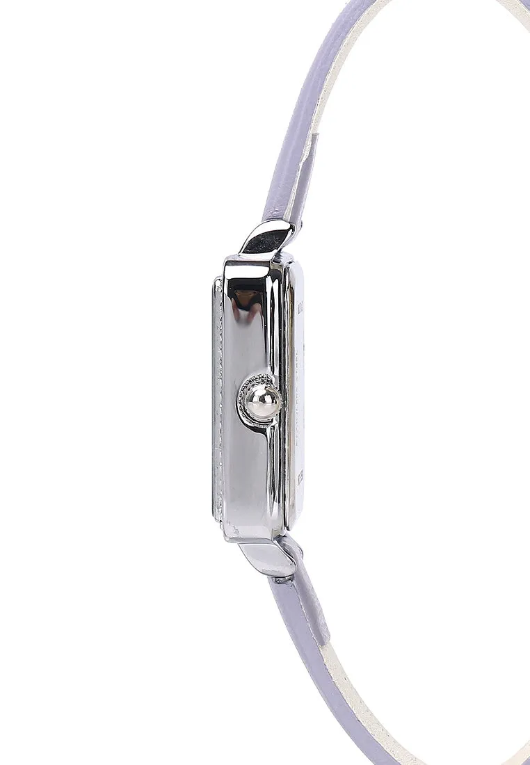 Shirley Silver Leather Watch with Bangle Set (Thistle)