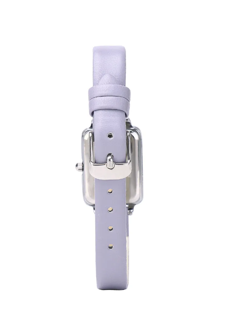 Shirley Silver Leather Watch with Bangle Set (Thistle)