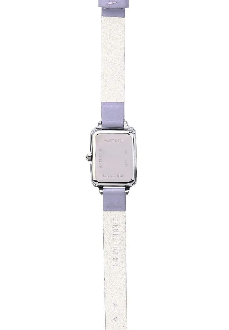 Shirley Silver Leather Watch with Bangle Set (Thistle)