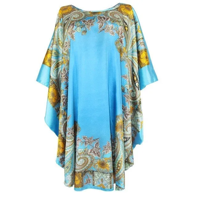Silk-Feel Cotton Rayon Patterned Summer Robe