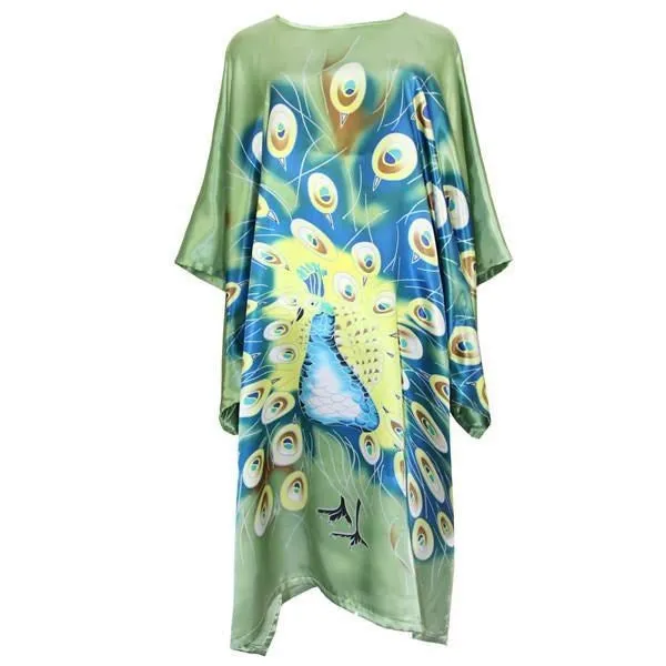 Silk-Feel Cotton Rayon Patterned Summer Robe