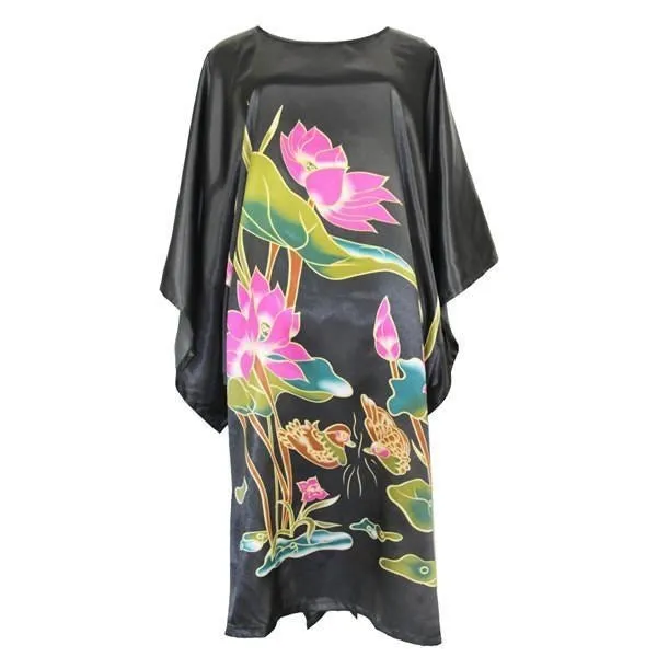 Silk-Feel Cotton Rayon Patterned Summer Robe