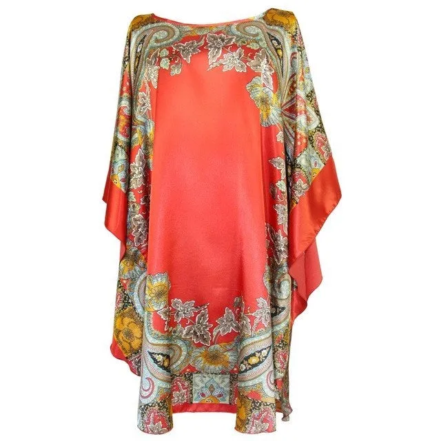 Silk-Feel Cotton Rayon Patterned Summer Robe