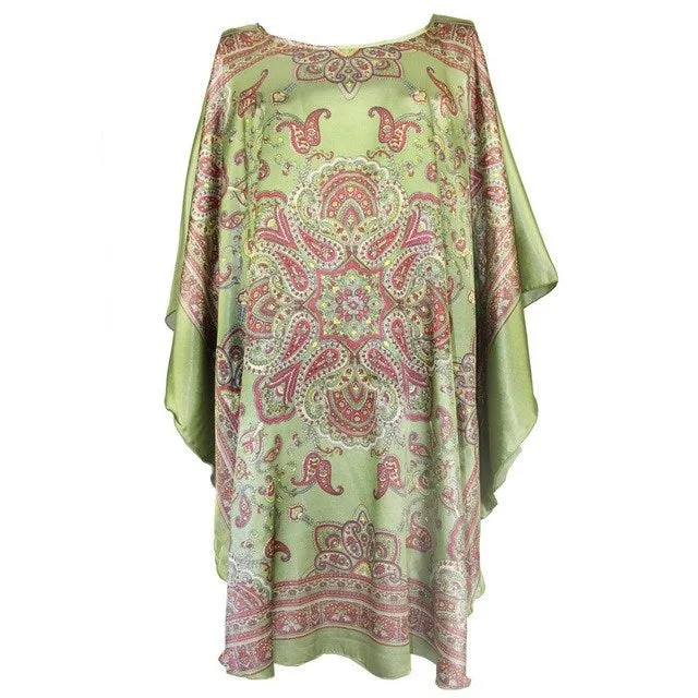 Silk-Feel Cotton Rayon Patterned Summer Robe