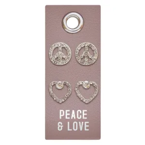 Silver Stud Earrings - Peace & Love