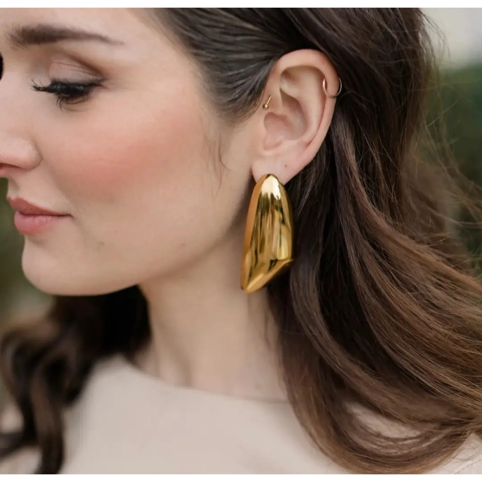 Slim Gold Triangle Statement Earrings