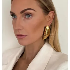 Slim Gold Triangle Statement Earrings