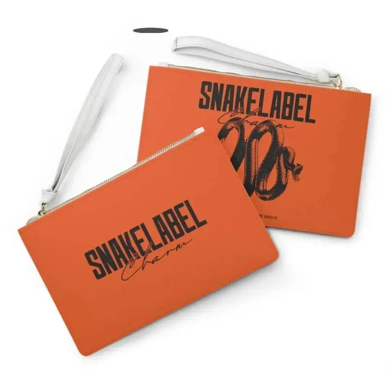 Snake Clutch Bag with Saffiano Pattern Finish & Wrist Strap - Compact & Stylish - 100% PU Faux Leather - USA Assembly