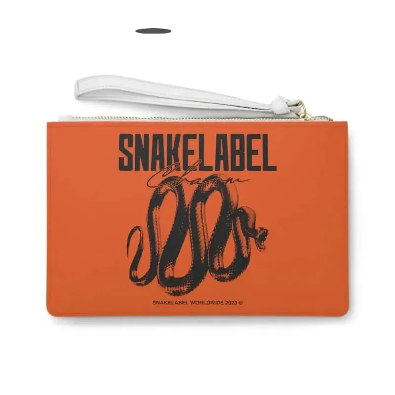 Snake Clutch Bag with Saffiano Pattern Finish & Wrist Strap - Compact & Stylish - 100% PU Faux Leather - USA Assembly
