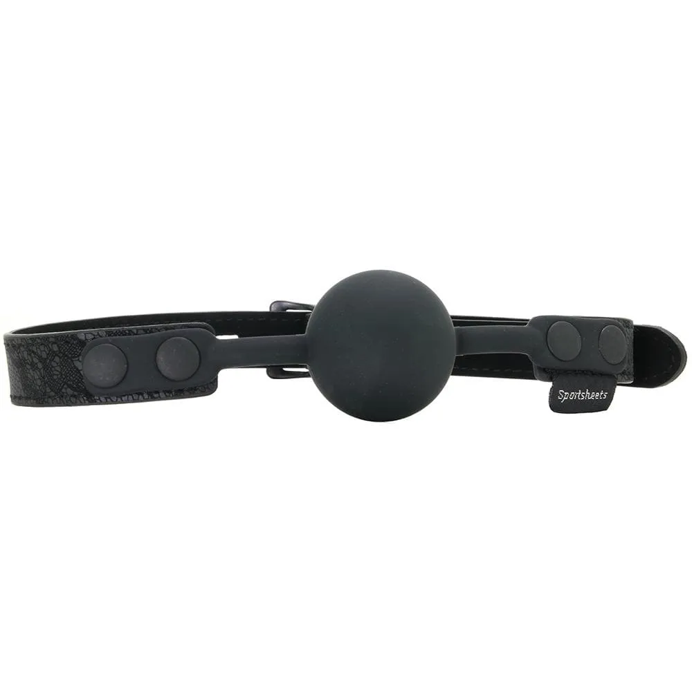 Sportsheets Sincerely Locking Lace Silicone Ball Gag in Black