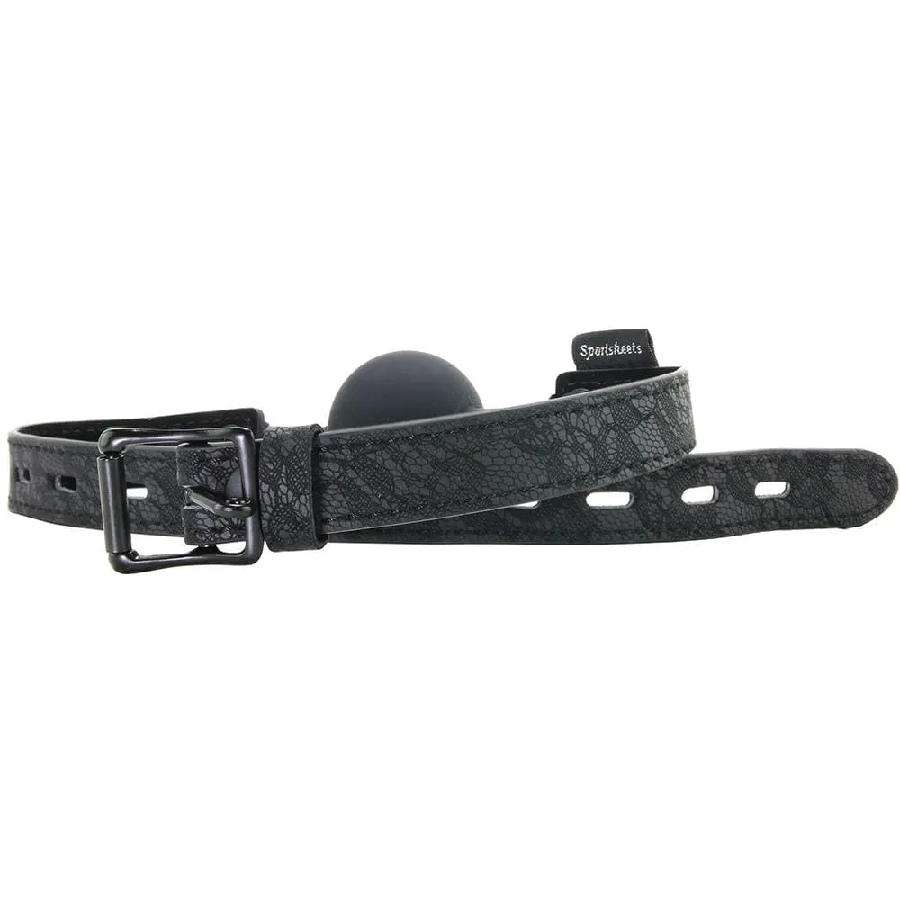 Sportsheets Sincerely Locking Lace Silicone Ball Gag in Black