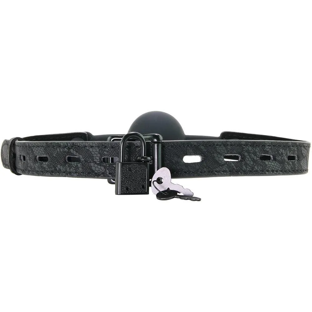 Sportsheets Sincerely Locking Lace Silicone Ball Gag in Black
