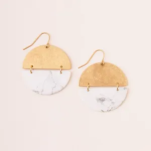 Stone Full Moon Earring - Howlite/Gold