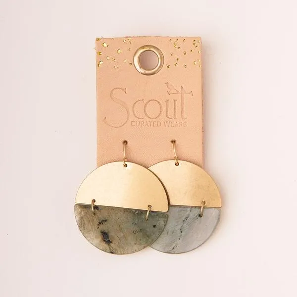 Stone Full Moon Earring - Howlite/Gold