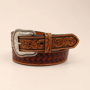 TAN/BROWN BASKETWEAVE STAMP BELT