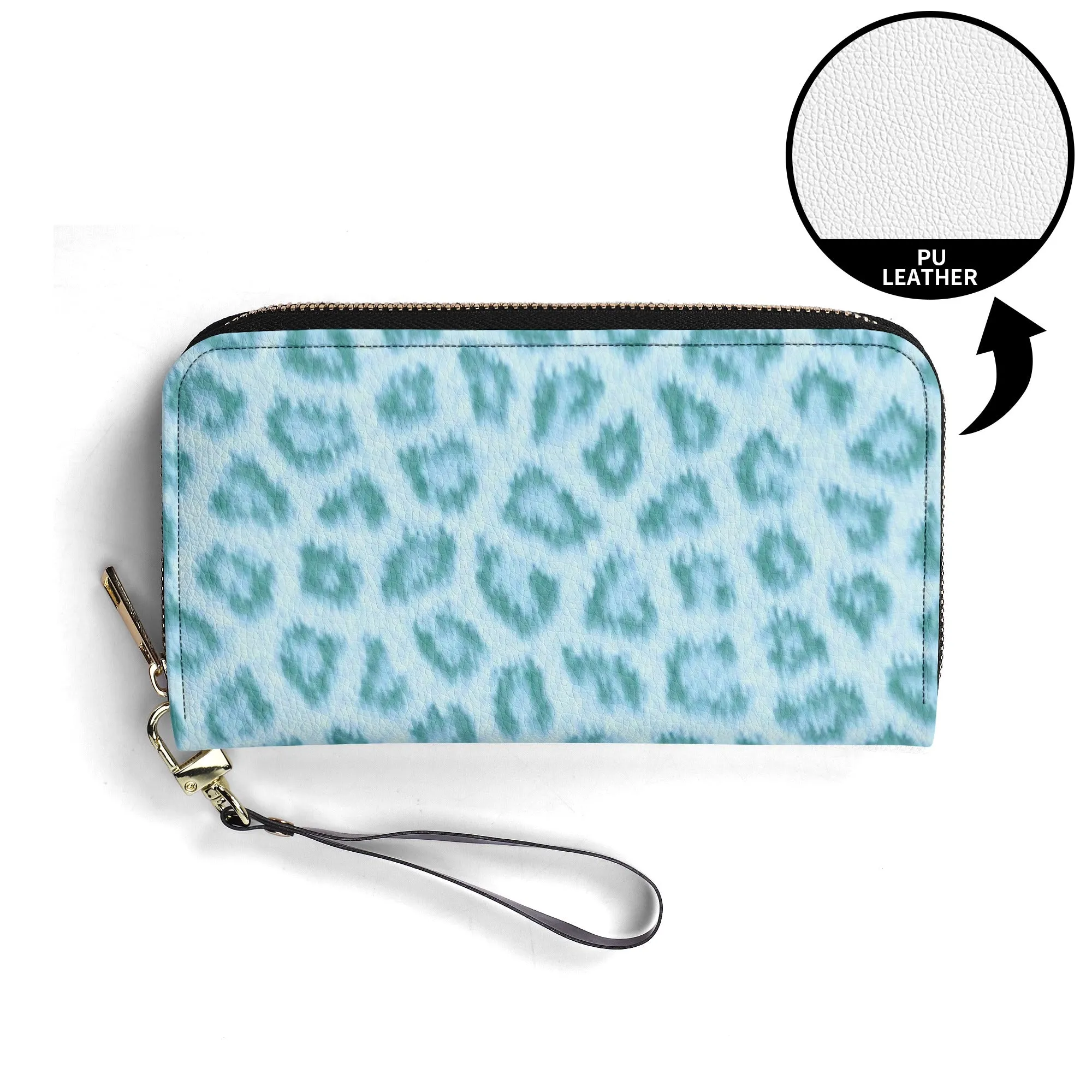 Teal Leopard Print PU Leather Wallet