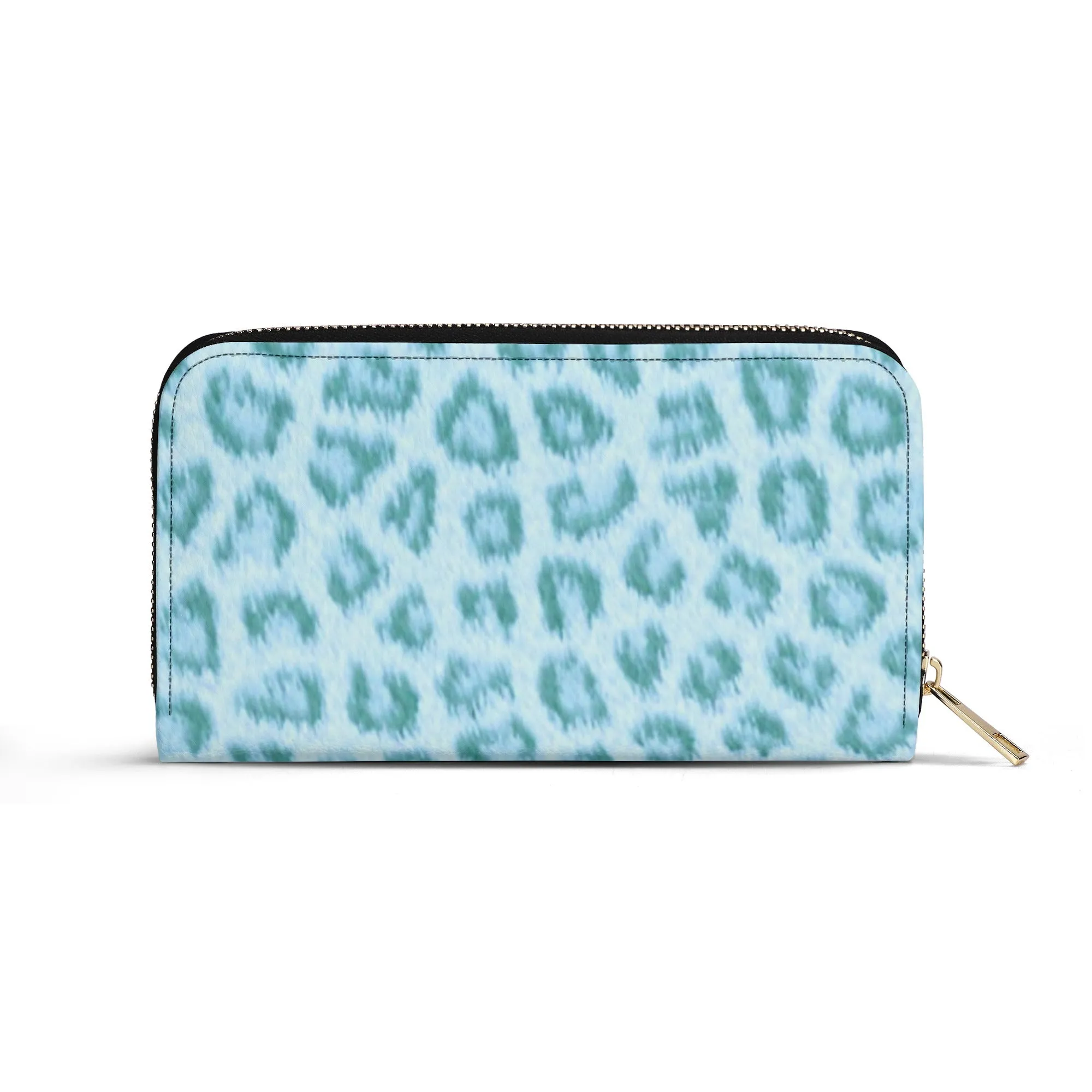 Teal Leopard Print PU Leather Wallet