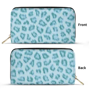 Teal Leopard Print PU Leather Wallet