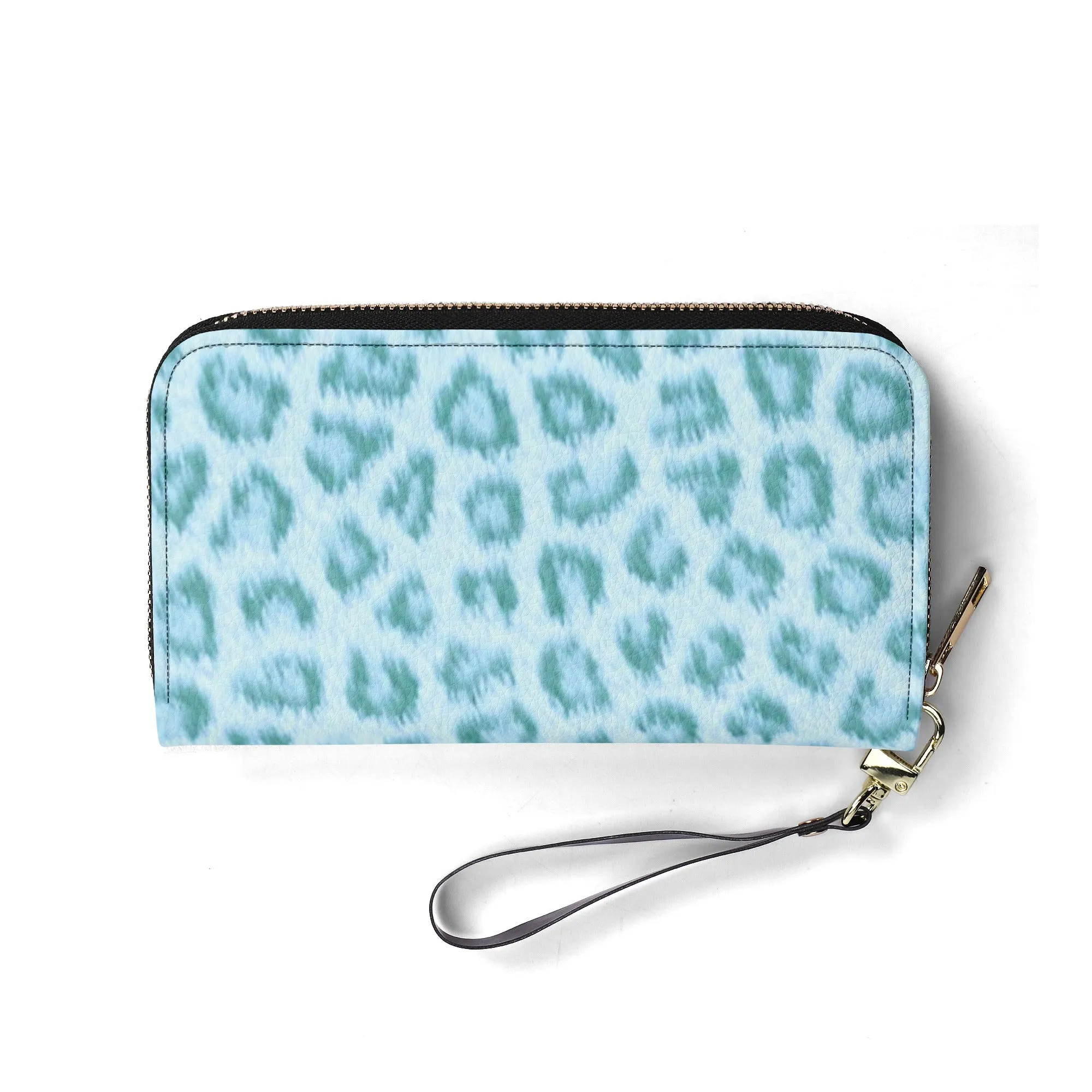 Teal Leopard Print PU Leather Wallet