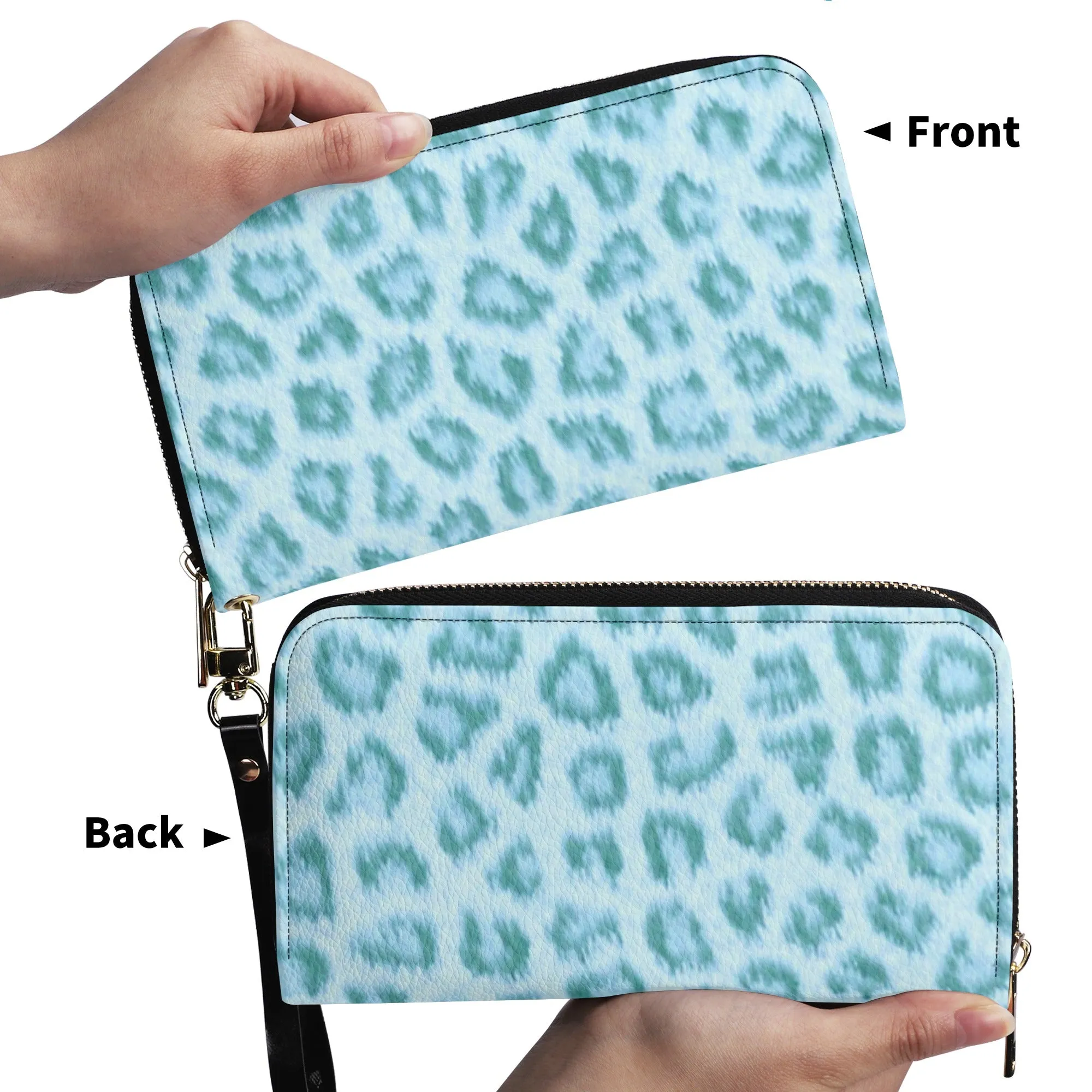Teal Leopard Print PU Leather Wallet