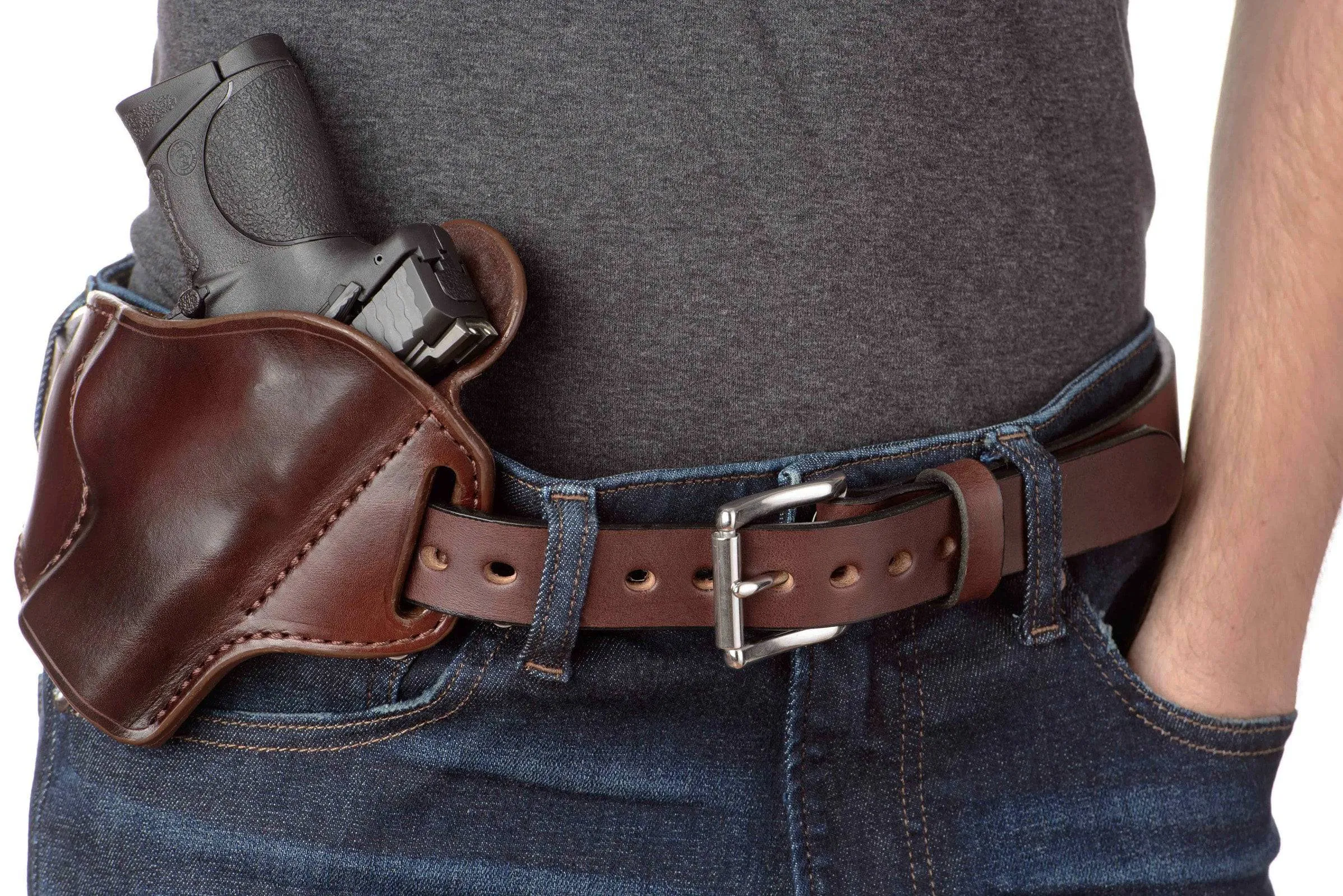 The Eastwood: Men's Brown Non Stitched Leather Belt Max Thick 1.25"