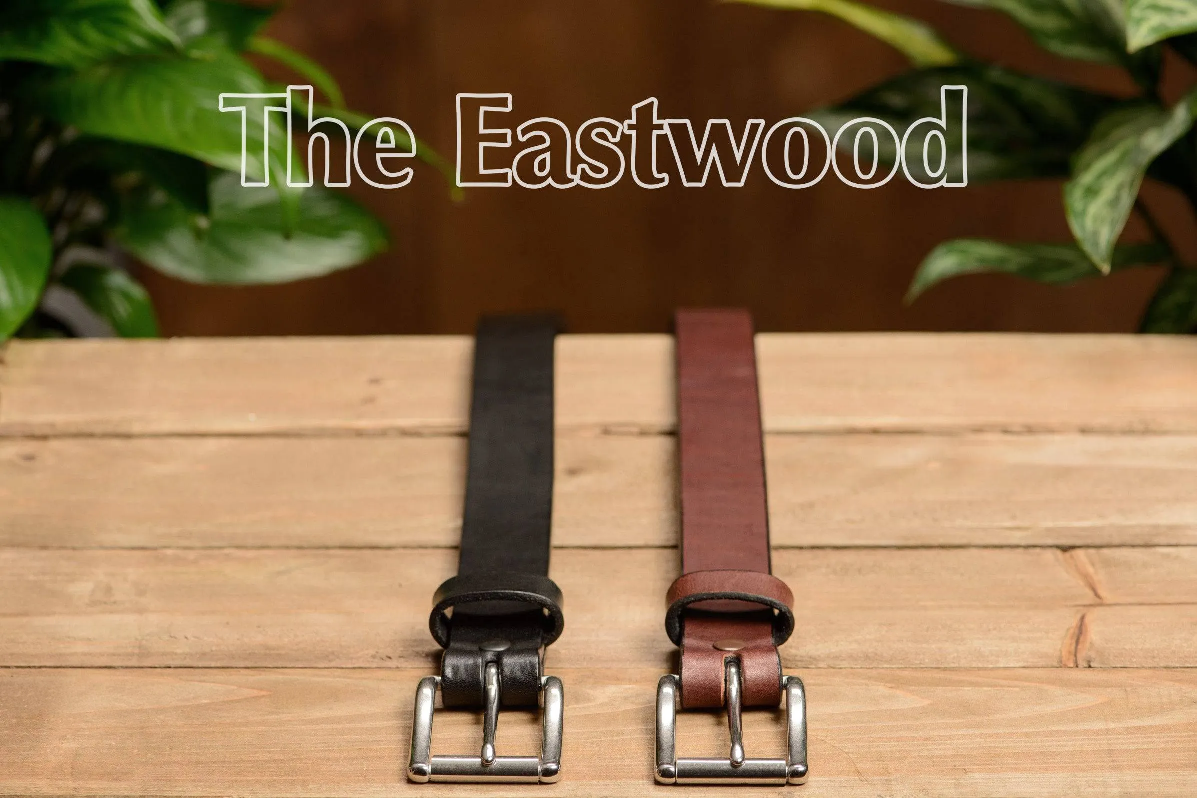 The Eastwood: Men's Brown Non Stitched Leather Belt Max Thick 1.25"