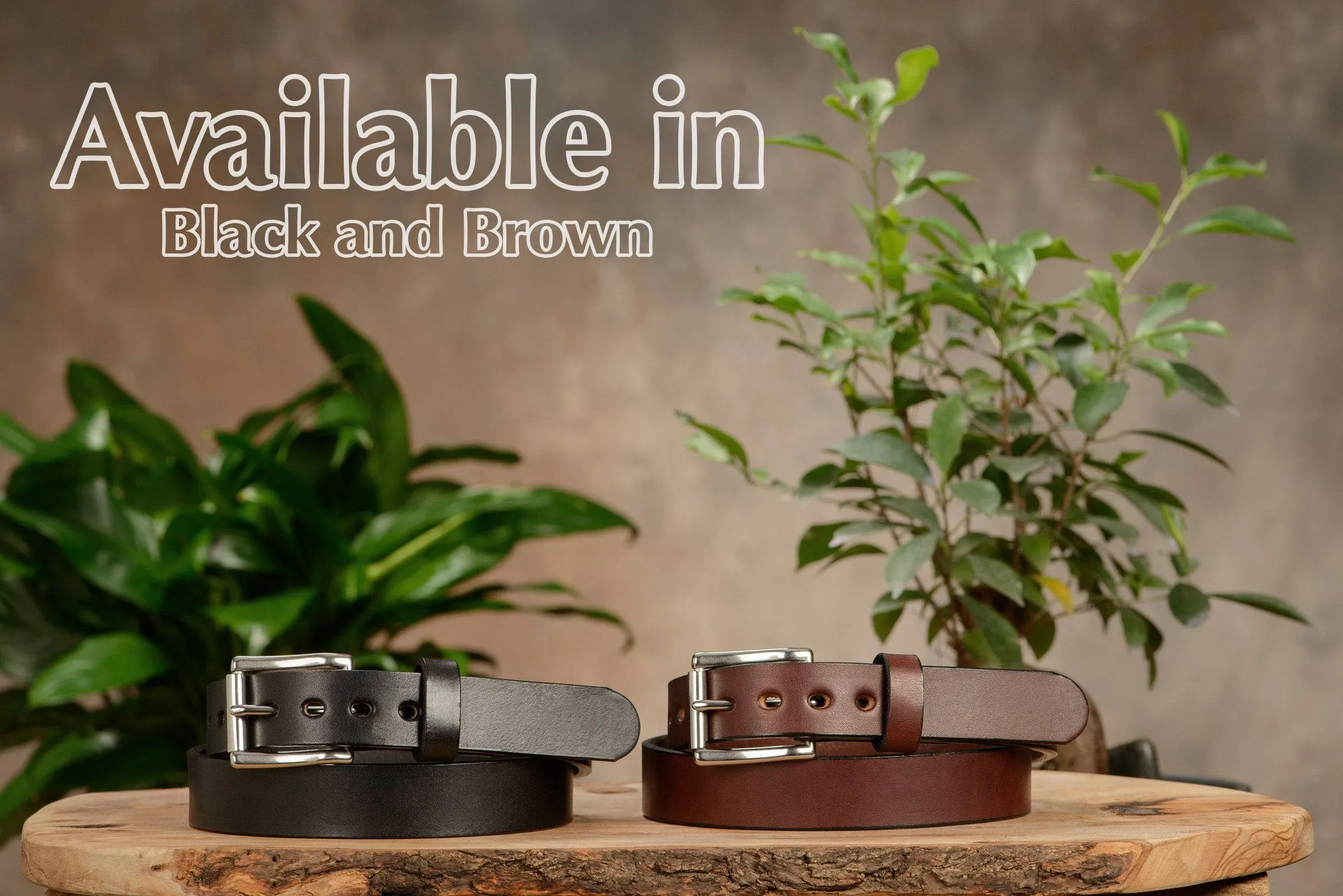 The Eastwood: Men's Brown Non Stitched Leather Belt Max Thick 1.25"
