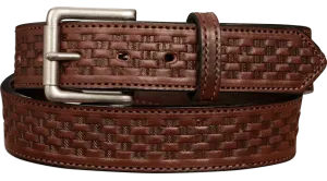 The Maverick: Brown Stitched Basket Weave 1.50"