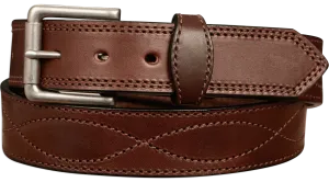 The Maverick: Men's Brown Figure 8 Stitched Leather Belt With Brown Thread 1.50"