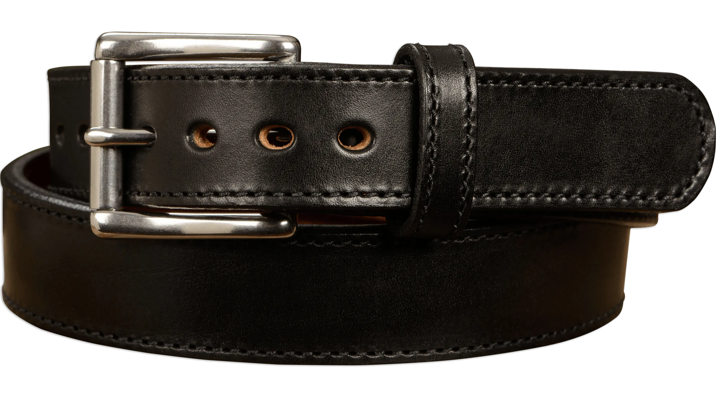 The Norris: Men's Black Stitched Leather Belt Max Thick With Steel Core 1.50"