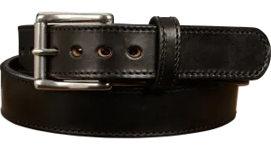 The Norris: Men's Black Stitched Leather Belt Max Thick With Steel Core 1.50"