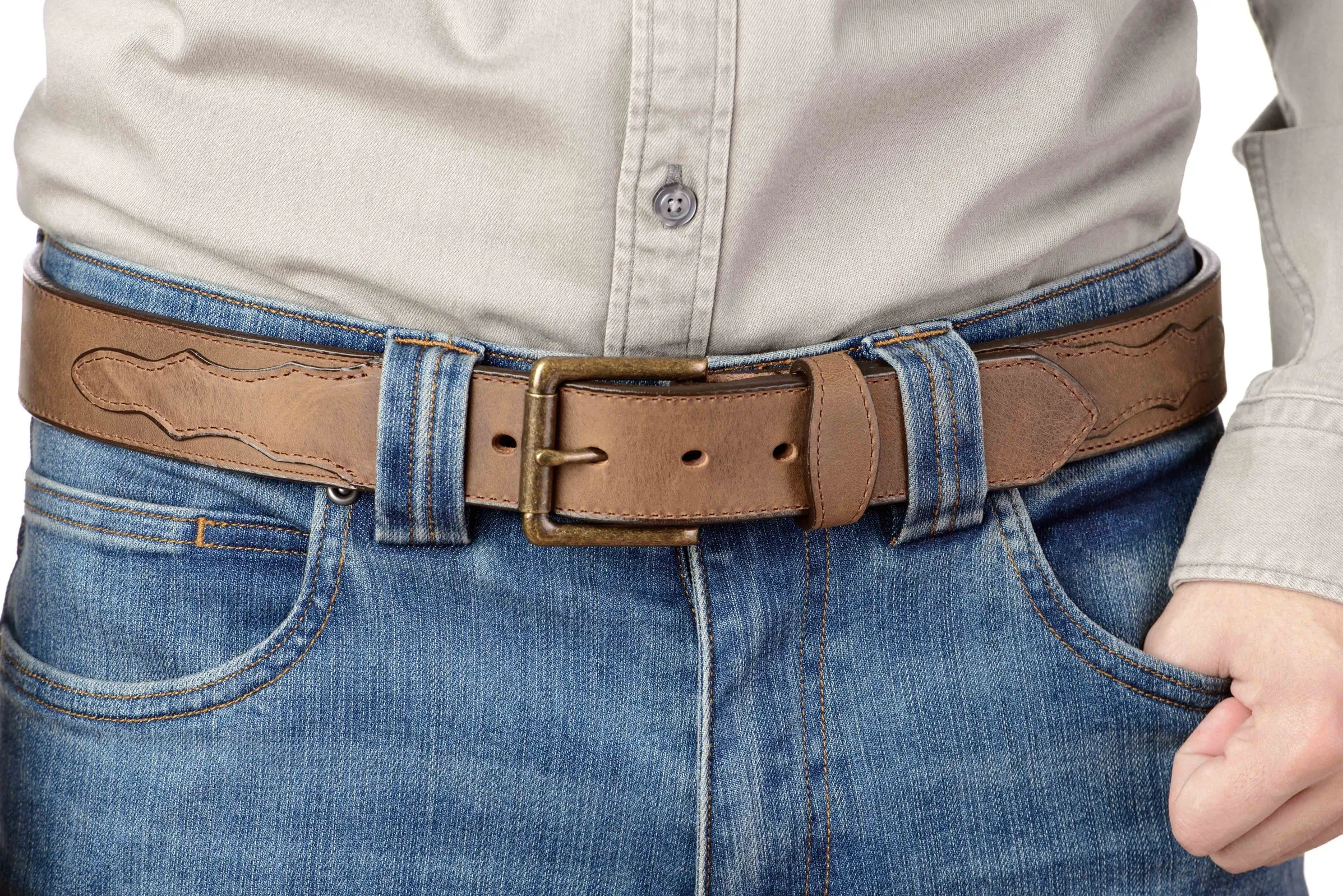 The Rockefeller: Rustic Tan Stitched Oil Tanned With Scalloped Ends 1.50"
