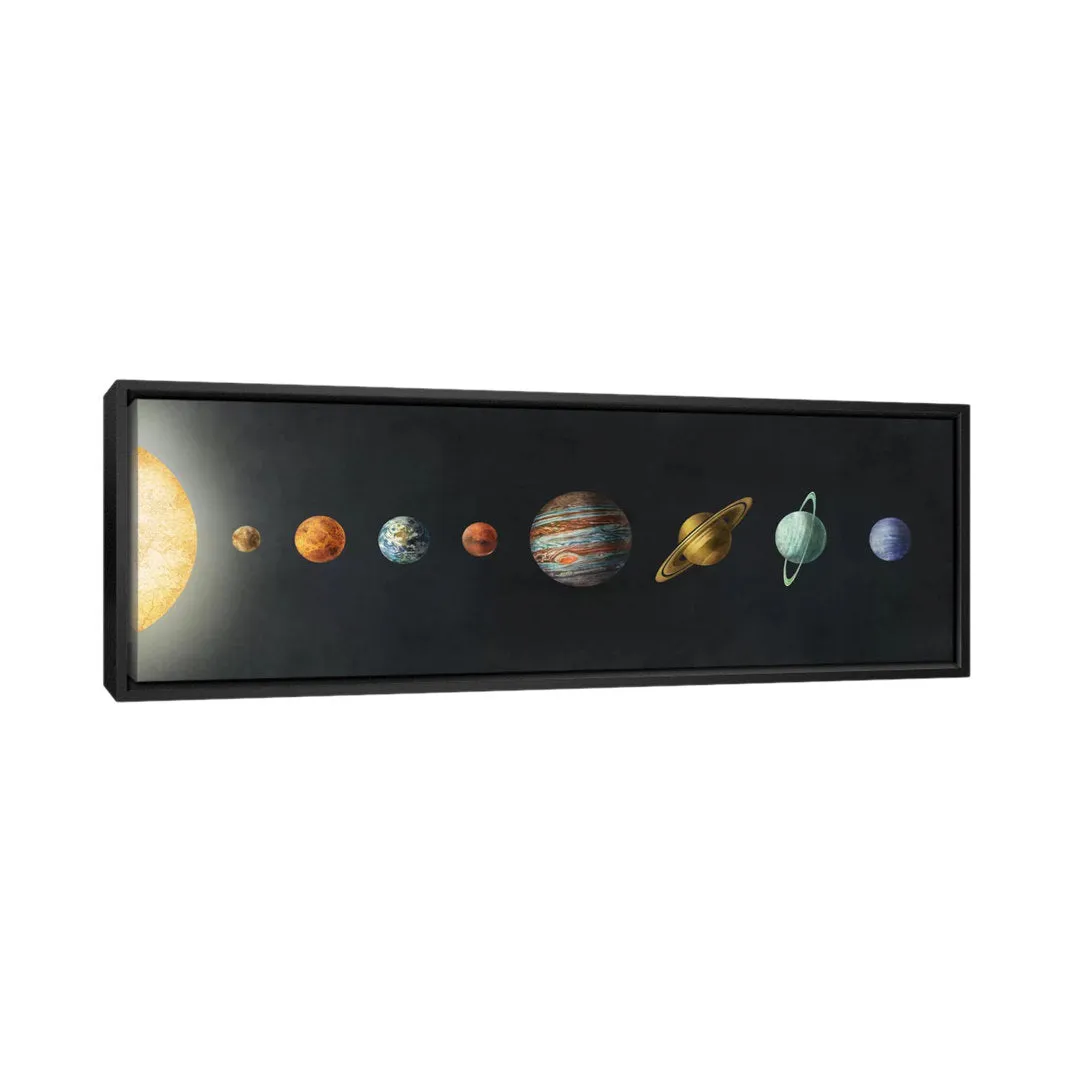 The Solar System' by Terry Fan - Wrapped Canvas Panoramic Print Harriet Bee Size: 12" H x 36" W x 1.5" D Format: Black Framed Canvas