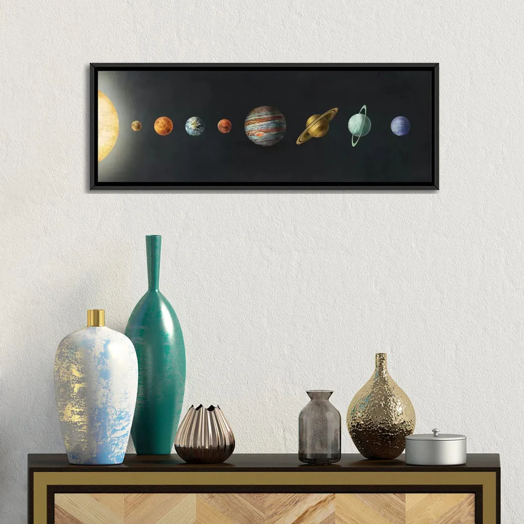 The Solar System' by Terry Fan - Wrapped Canvas Panoramic Print Harriet Bee Size: 12" H x 36" W x 1.5" D Format: Black Framed Canvas
