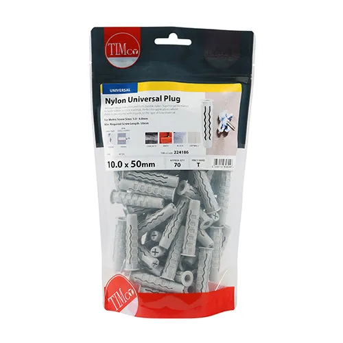 TIMCO Nylon Universal Plugs - 10.0 x 50 (70pcs)