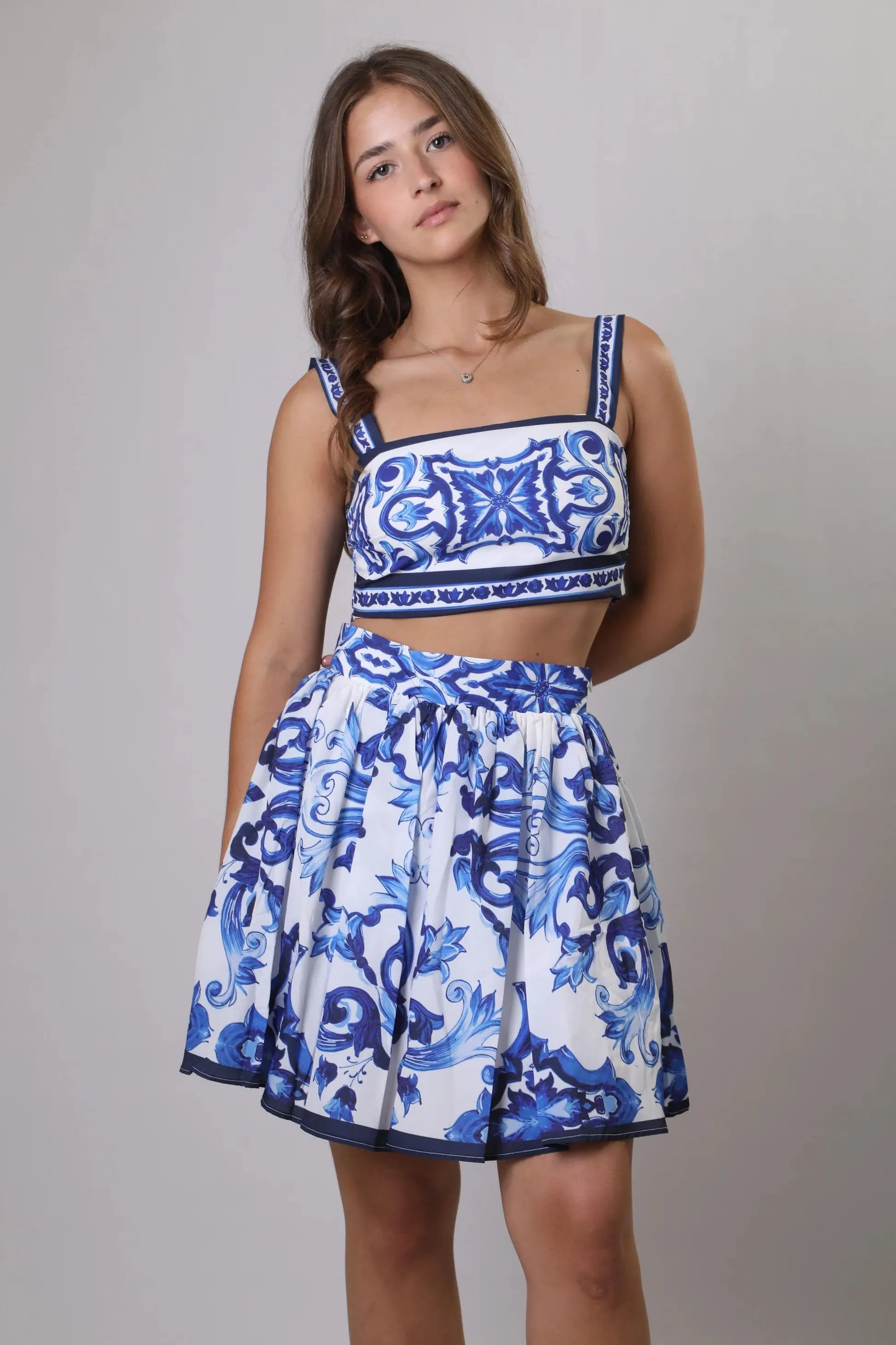 Totem Pattern Printed Bikini Swimsuit Set - As shown / S