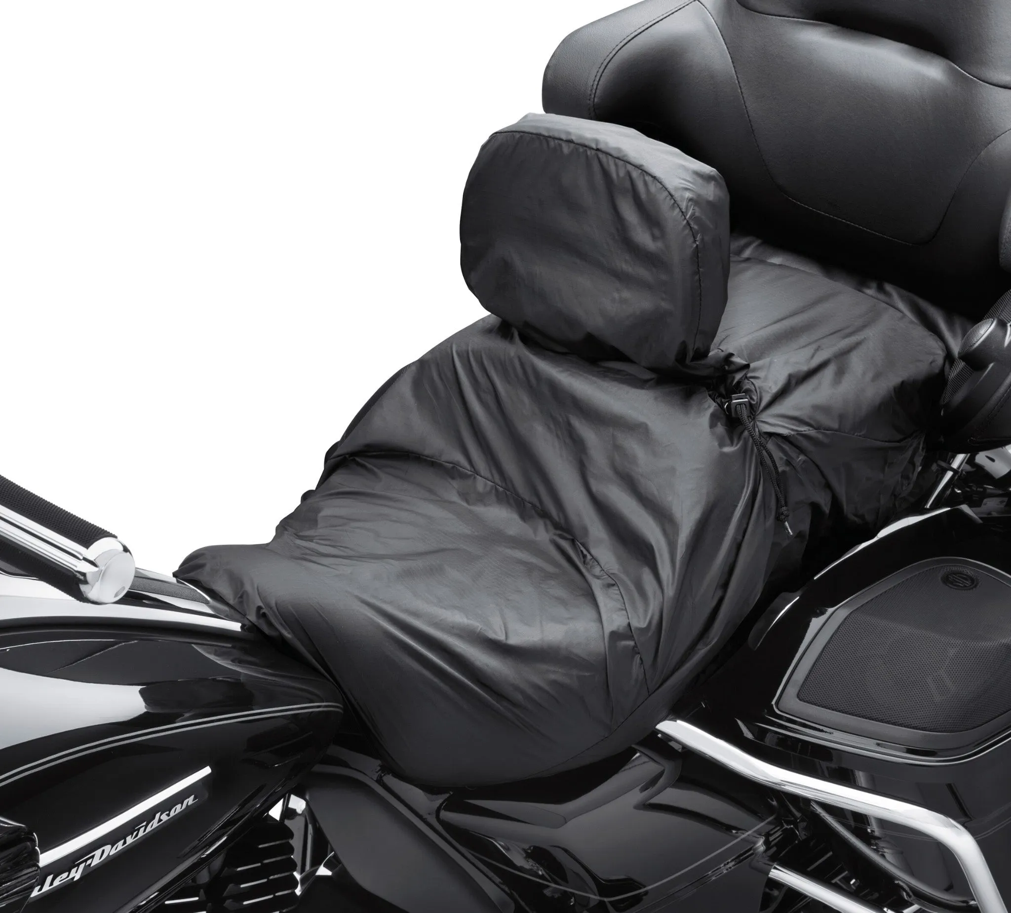 Touring Seat Rain Cover with Rider Backrest - Black