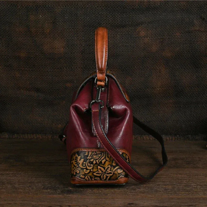 Trendy Multi-Color Embossed Leather Crossbody Bag