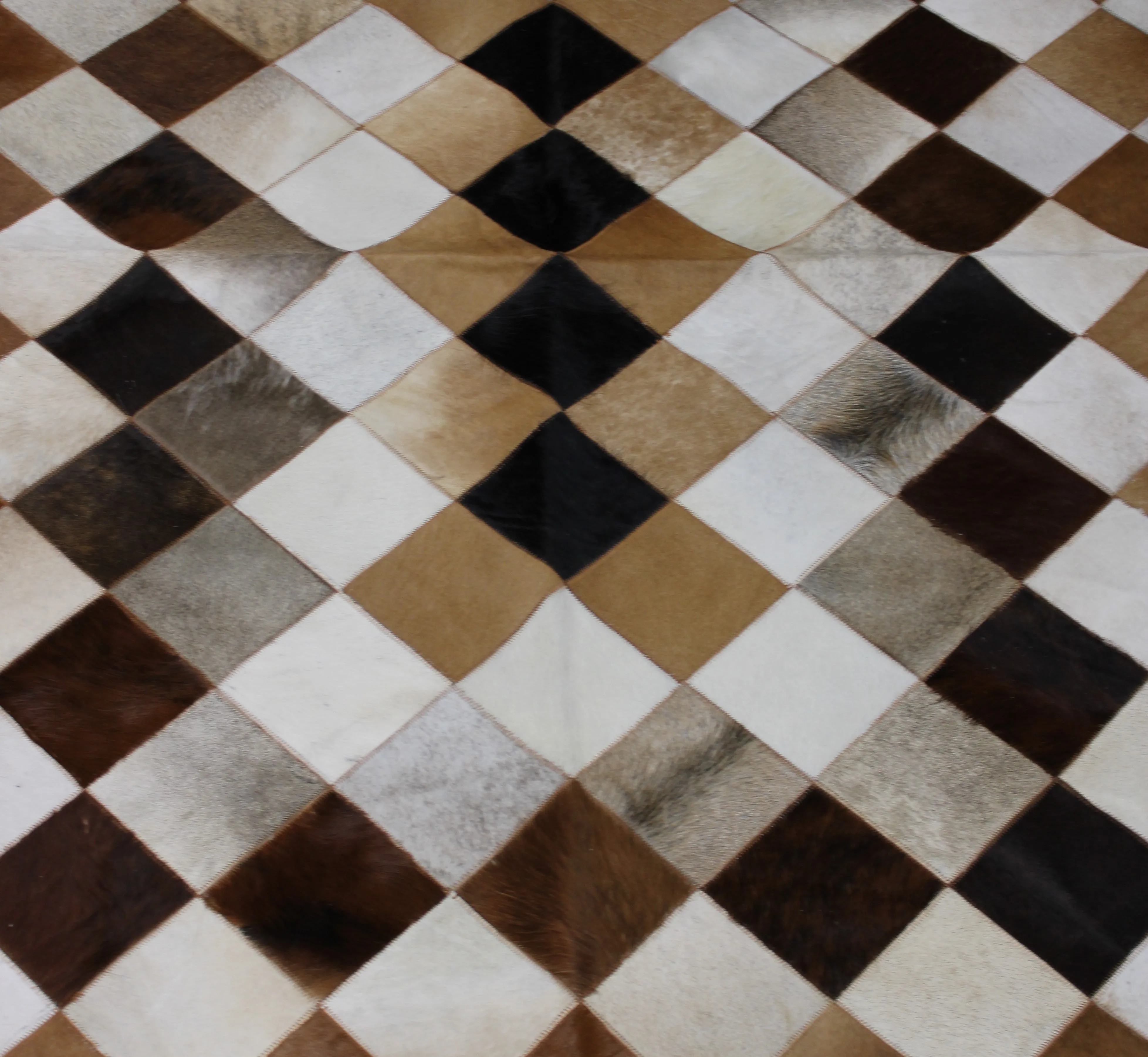 Tricolor Patchwork Cowhide Rug – 7.7ft x 5.6 ft Premium Cowhide Rug